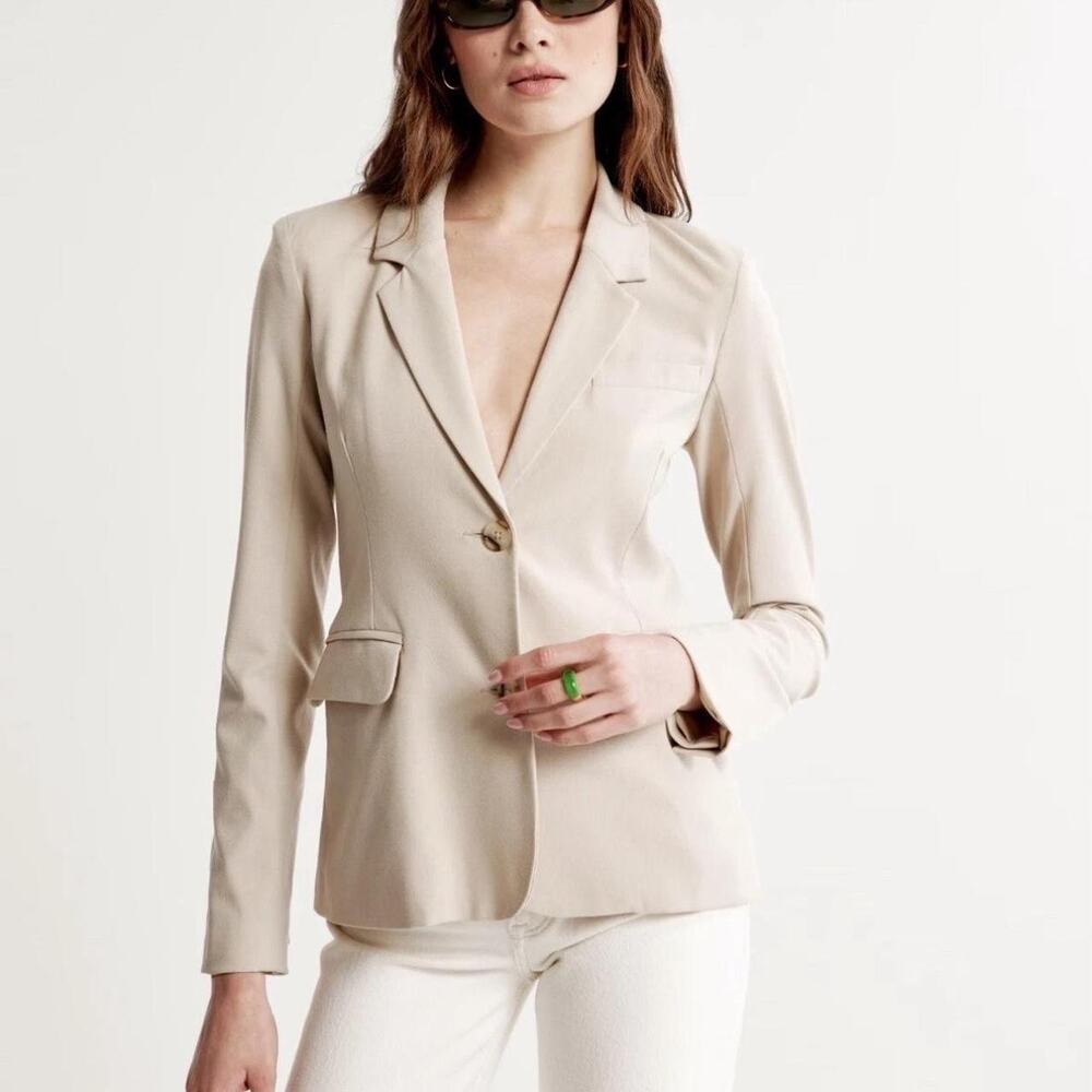 Abercrombie & Fitch Womens Slim Blazer XS Tan Tailored Old Money Academia Career